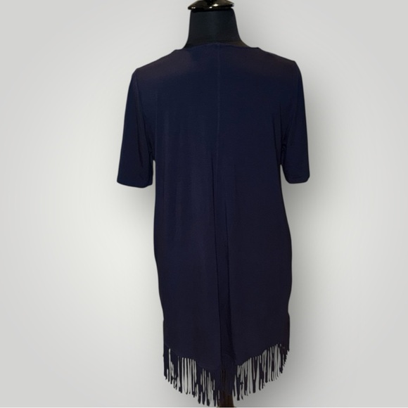 KAREN KANE V-Neck Fringe Dress - Navy Plus 1X - Picture 4 of 15